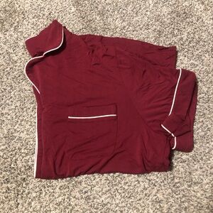 Kindred Braverly Deep Berry Pajama Top with White Trim